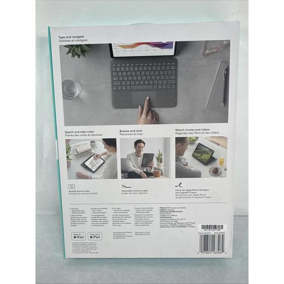 Logitech Folio Touch Keyboard Case iPad Air (4th Gen) - Oxford Gray New ShA - Picture 2 of 2